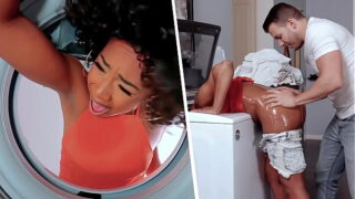 Touching my Girl friends Black sMom Stuck in the Washing Machine